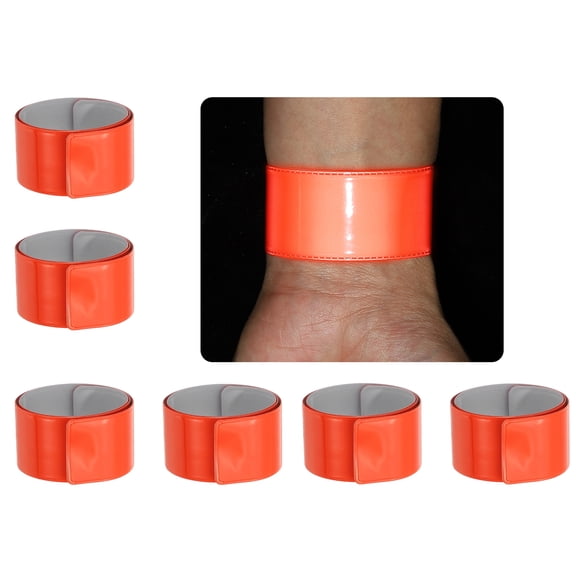 40cm Reflective Bands, 6pcs Reflective Arm Bands Straps Wrist Reflective Running Gear Long Safety Reflective Straps Bracelets High Visibility for Night Walking Bicycle, Orange