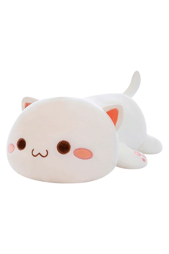 40cm Soft Lying Cat Plush Pillow, Cute Kawaii Stuffed Animal Cushion for Kids and Home Decor