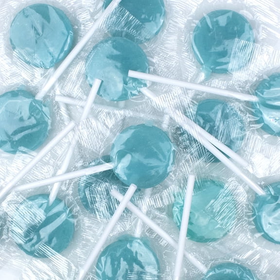 40ct Light Blue Blueberry Flat Lollipops Bulk Candy For Parties, Candy Bowls And More by Just Candy