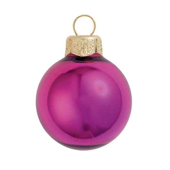 Whitehurst Mini Shiny Finish Glass Christmas Ball Ornaments - 1.5" (40mm) - Soft Rose - 40ct