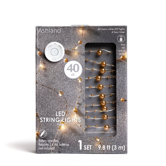 40ct. Warm White Gold Pearl LED String Lights by Ashland