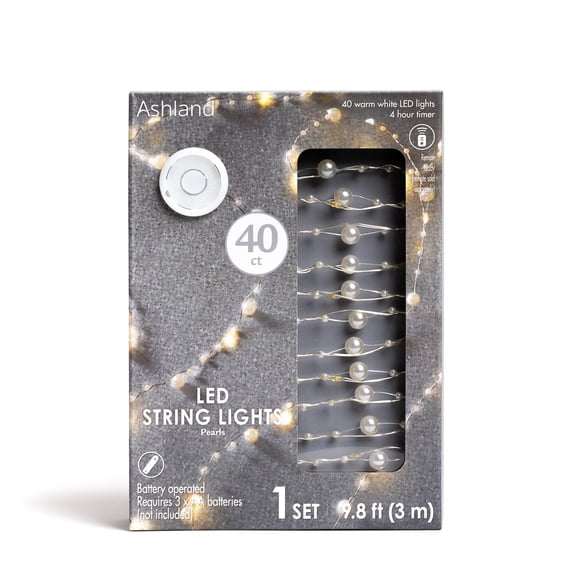 40ct. Warm White Pearl LED String Lights by Ashland