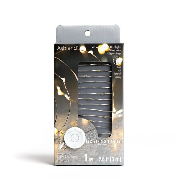 40ct. Warm White Silver Wire LED String Lights by Ashland