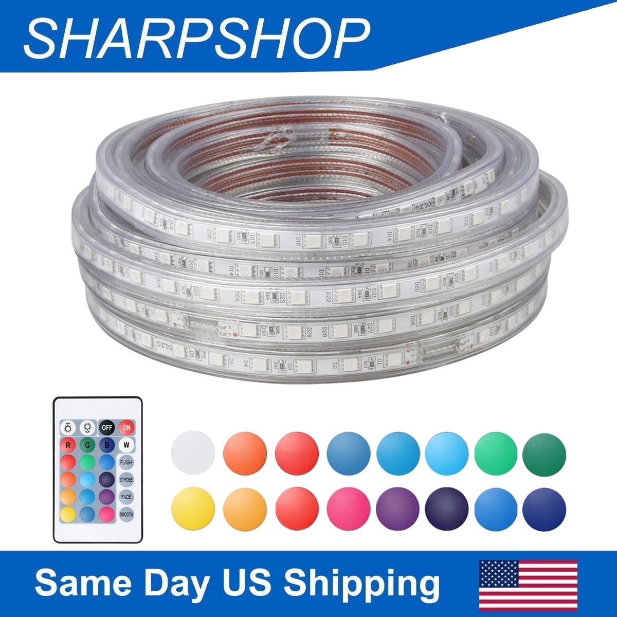 Custom Color Led Rope Light Gamexcel 40 ft RGB LED Strip Rope Light, Waterproof Color Changing ...