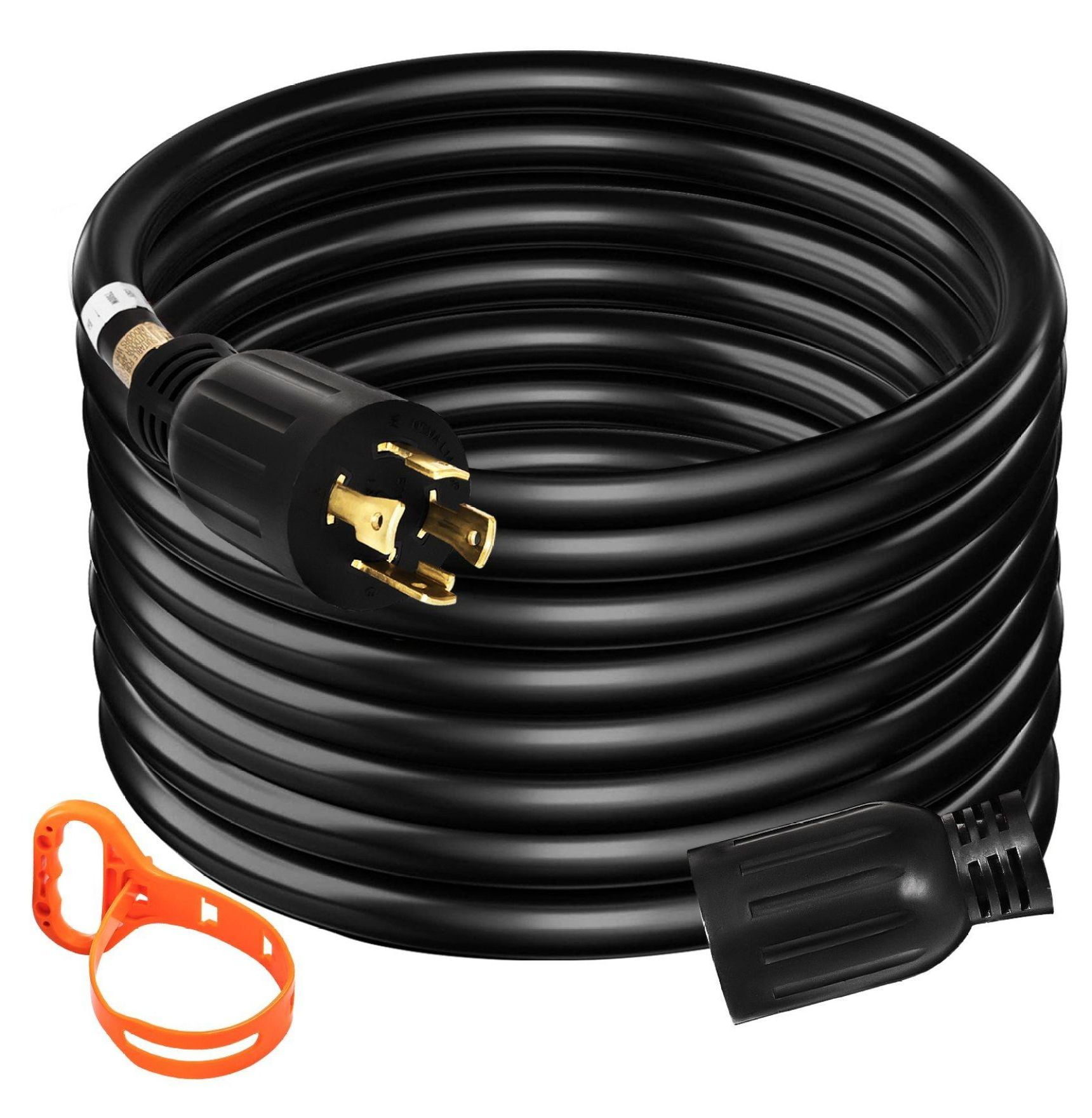 40ft 30 Amp Generator Extension Cord - 10 Gauge 4 Wire NEMA L14-30P to L14-30R Generator Power Cord, SJTW Copper Cord with Twist Lock & Strap