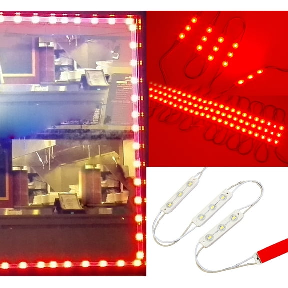 40ft Red Storefront windows LED Light module with UL 12v AC Power adapter