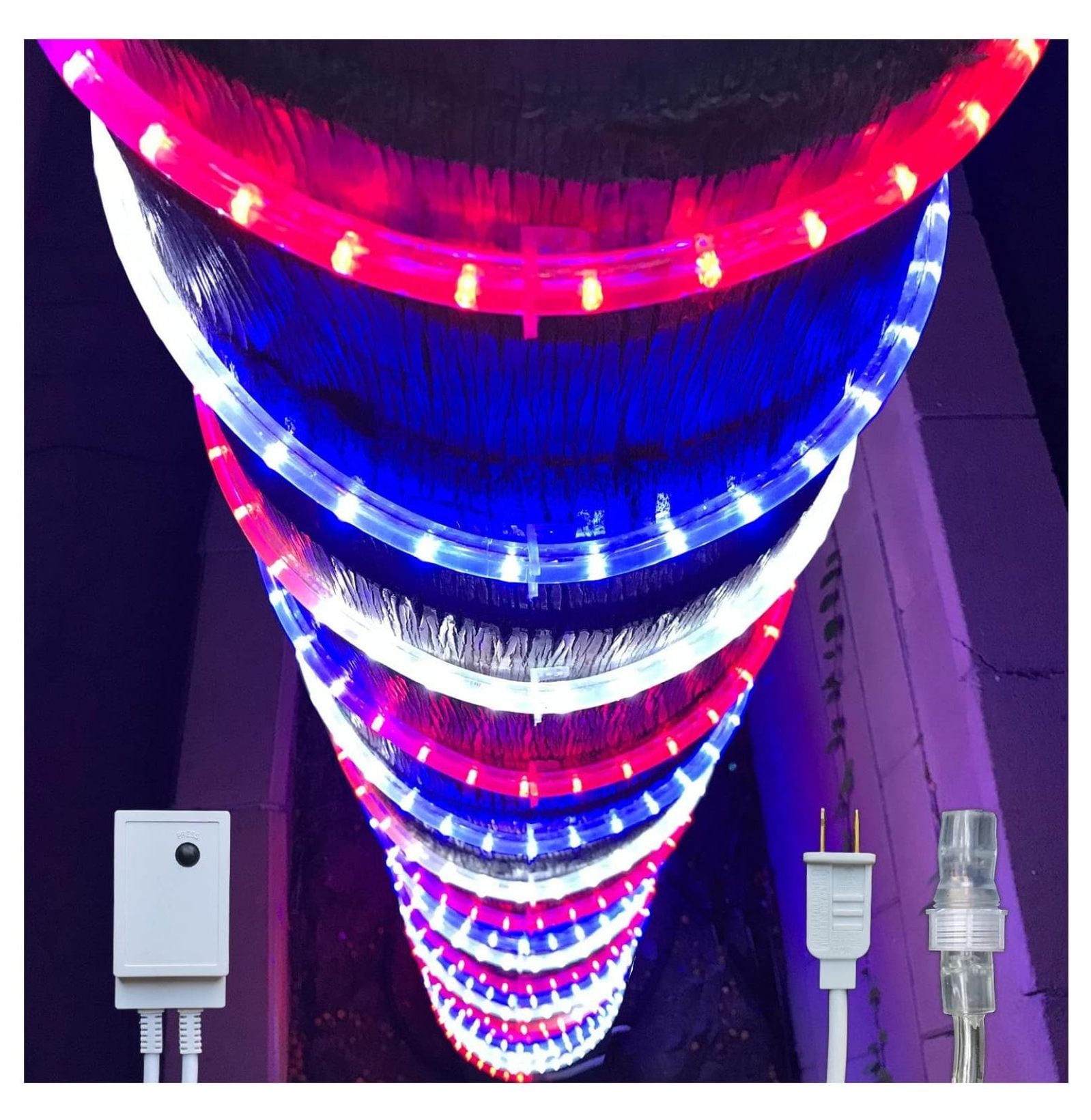 40ft Red White Blue LED Rope Lights with Patriotic Lights with 4-Level ...
