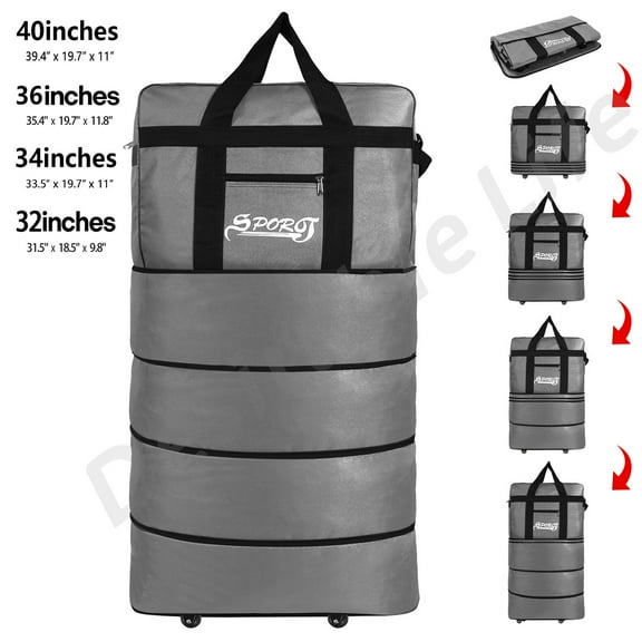 Desirable Life 40in 4 Layer Expandable Suitcase Bag Collapsible Rolling Wheeled Duffle Bag Large for Home Storage Cargo Travel Business Moving Luggage