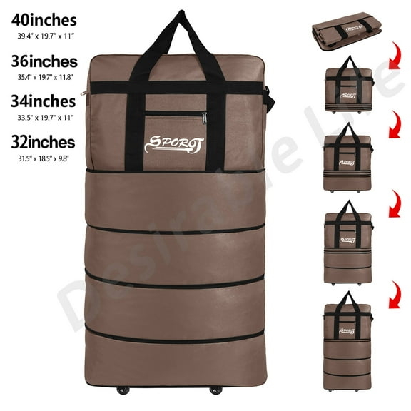Desirable Life 40in 4 Layer Expandable Suitcase Bag Collapsible Rolling Wheeled Duffle Bag Large for Home Storage Cargo Travel Business Moving Luggage