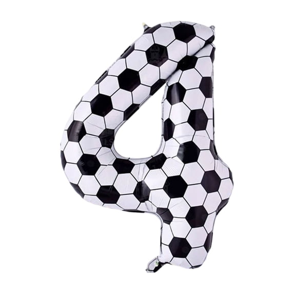 40in Black And White Soccer Ball Number 4 Football Balloon Large Digit 4 | Suitable For Birthday Soccer Themed Party Decorations