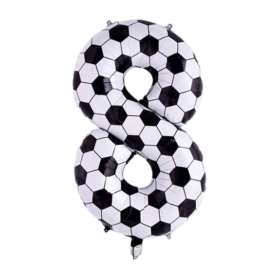 40in Black And White Soccer Ball Number 8 Football Balloon Large Digit 8 | Suitable For Birthday Soccer Themed Party Decorations