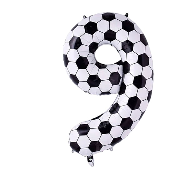 40in Black And White Soccer Ball Number 9 Balloon,Soccer Number 9 Foil Balloon for Kid 9th Birthday Party Decor, Self Inflating White 9 Balloon for Boys Sport Theme Anniversary Decorations