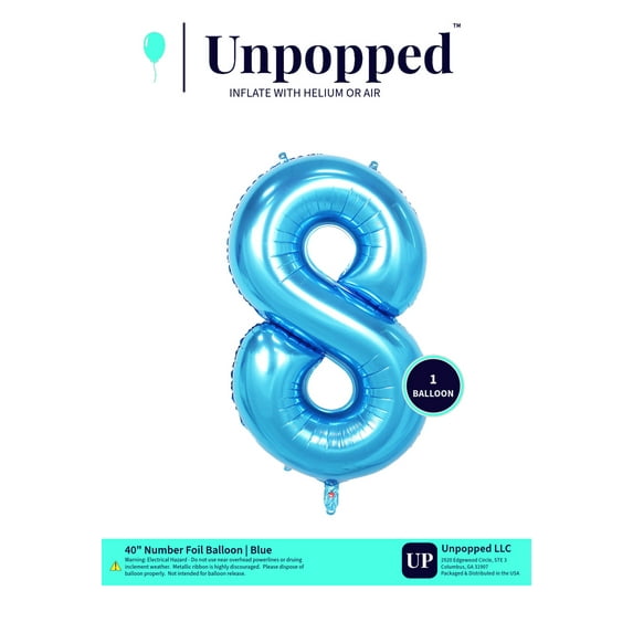 40in Blue Number Balloon #8 | Unpopped