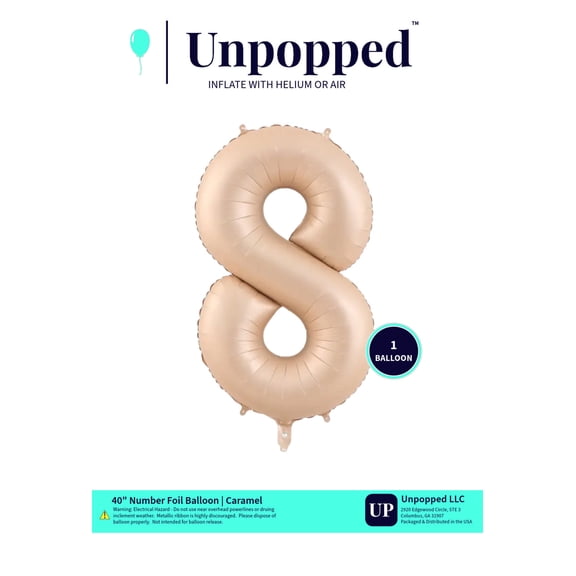 40in Caramel Number Balloon #8 | Unpopped