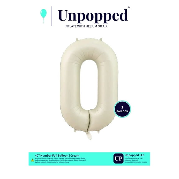 40in Cream Number Balloon #0 | Unpopped