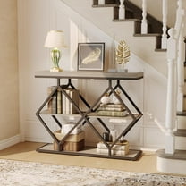 40in Entryway Console Table,3-Tier Industrial Console Table with Open Shelves,Sofa Table Behind The Couch for Hallway, Living Room, Foyer,Gray