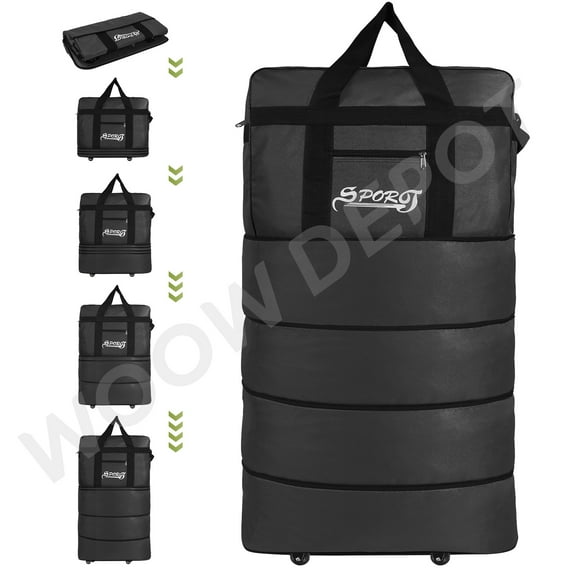 WOOW DEPOT 40in Expandable Suitcase Bag 4 Layer Collapsible Rolling Luggage Wheeled Duffle Bag Large for Home Storage Cargo Travel Business Moving