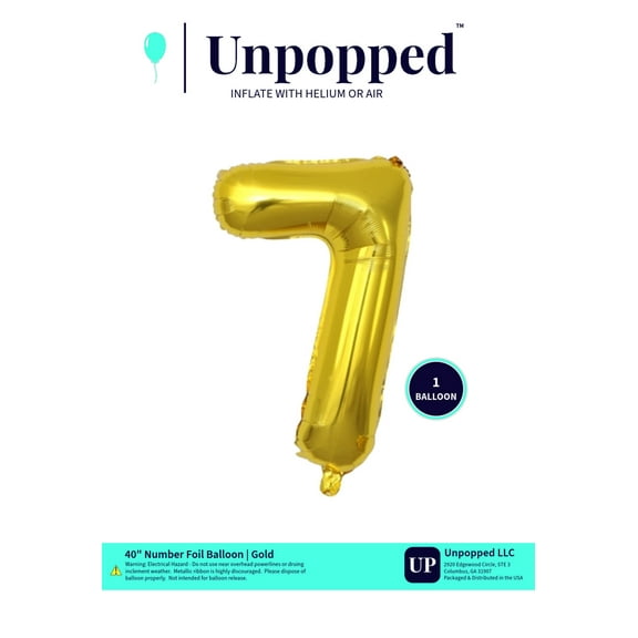 40in Gold Number Balloon #7 | Unpopped