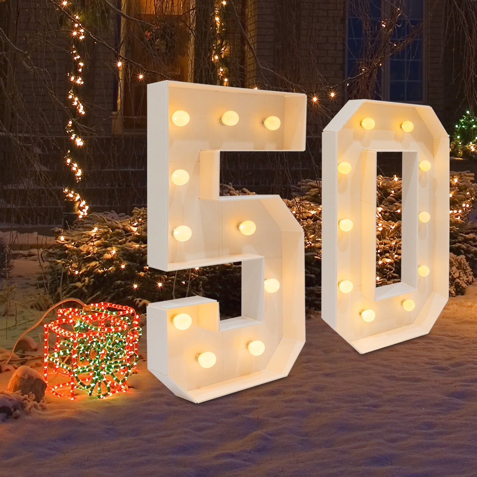 40in Marquee Light Up Numbers 50 Large White LED Numbers for 50th