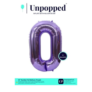 40in Purple Number Balloon #0 | Unpopped