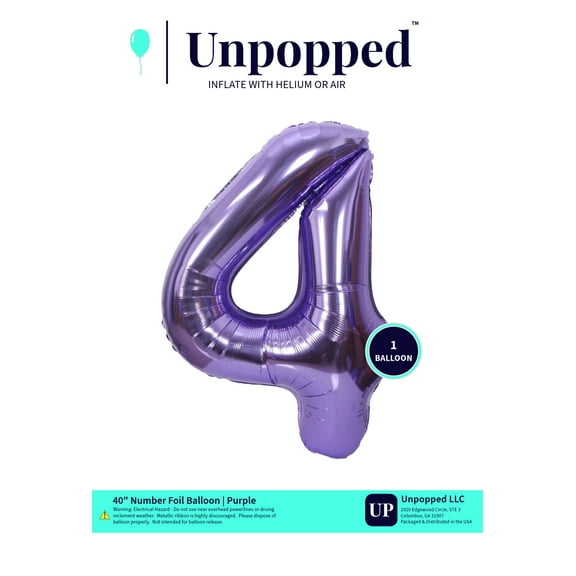 40in Purple Number Balloon #4 | Unpopped