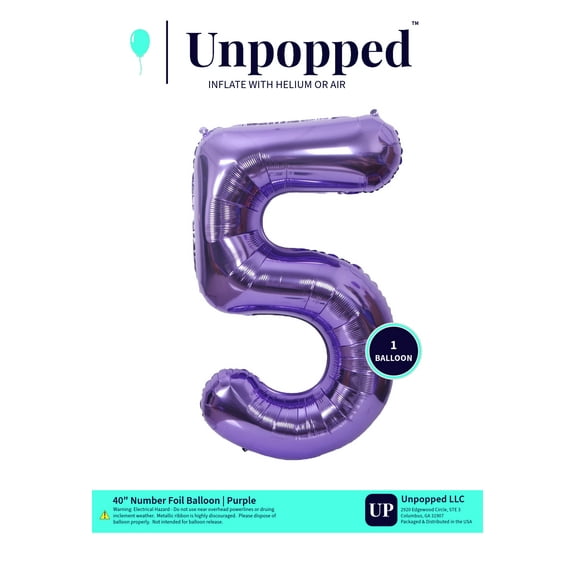 40in Purple Number Balloon #5 | Unpopped