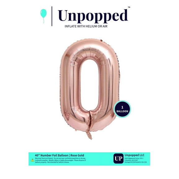 40in Rose Gold Number Balloon #0 | Unpopped