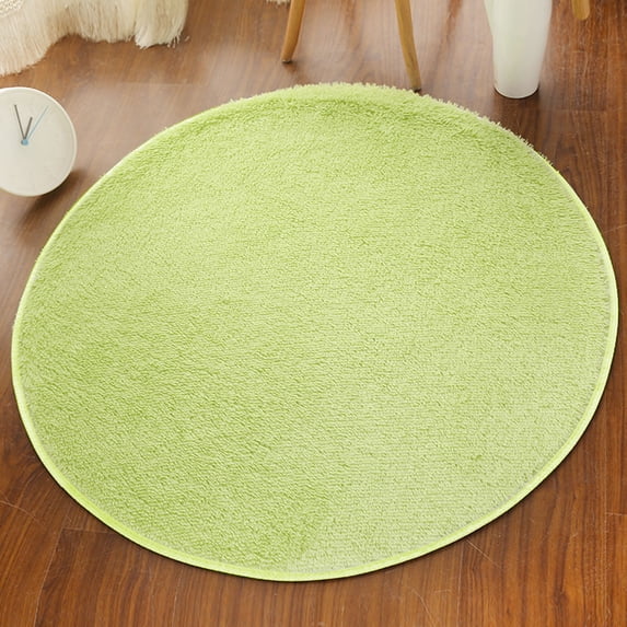 40in Round Short Hair Rug, ZzCityTK Non-Shedding Easy Care Low Pile Rug, Washable Indoor Carpet for Living Room Bedroom with Non-Slip Backing, Green