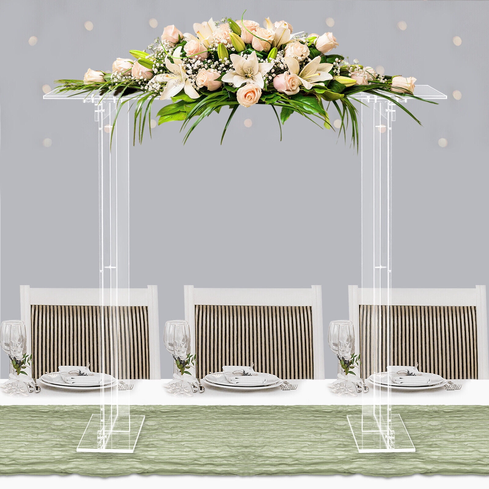 Wedding Rack 40inch Tall Acrylic Flower Racks Clear Rectangular Wedding Long Floral ...
