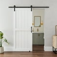thumbnail image 1 of 40in. W x 80in. H White Sliding MDF Barn Door with Black Sliding Door Hardware Kit & Handle, Pre-Drilled Ready to Assemble, Waterproof PVC Coating, H-Frame, 1 of 6