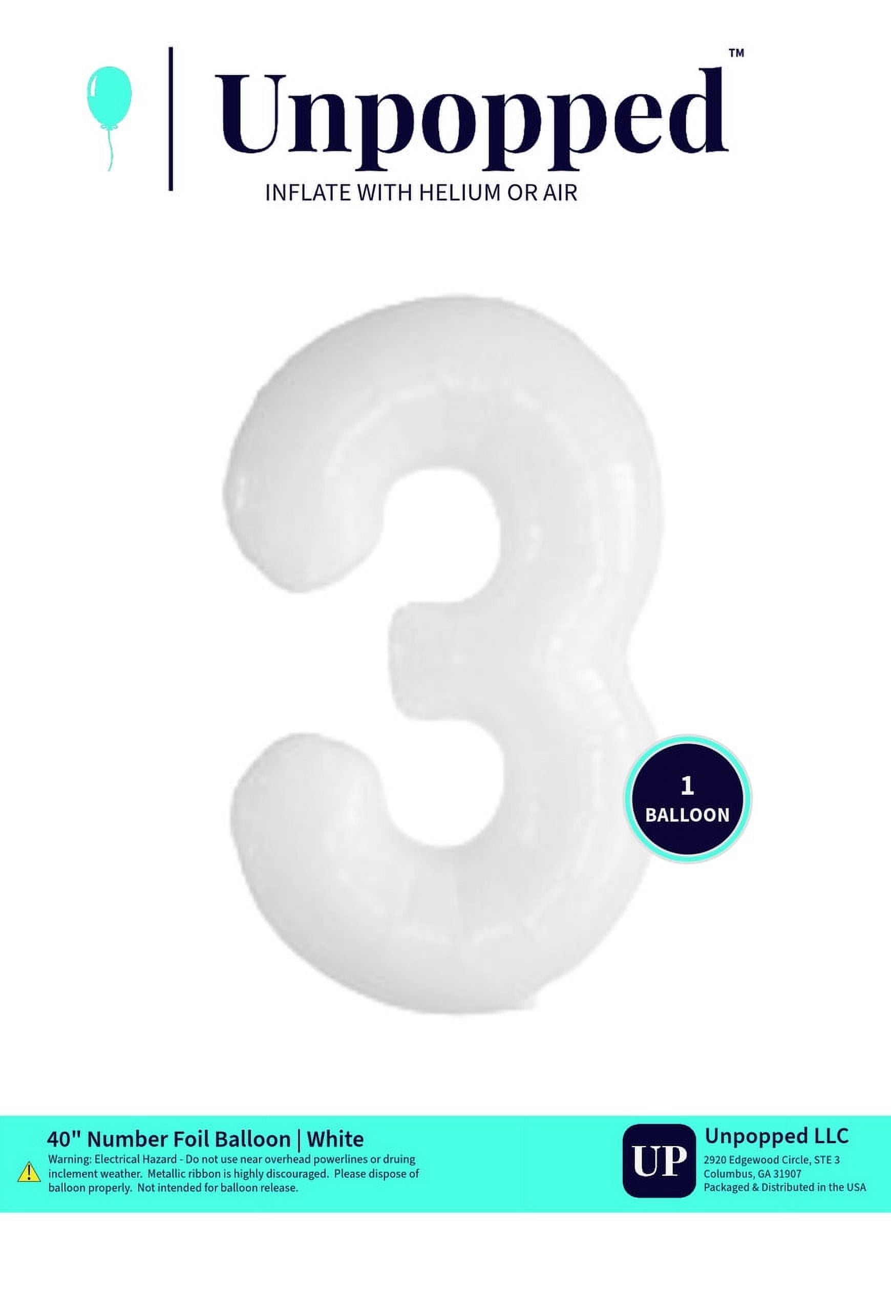 Creamy White 3 Number Balloon - Simple & Elegant Party Decor - View #11