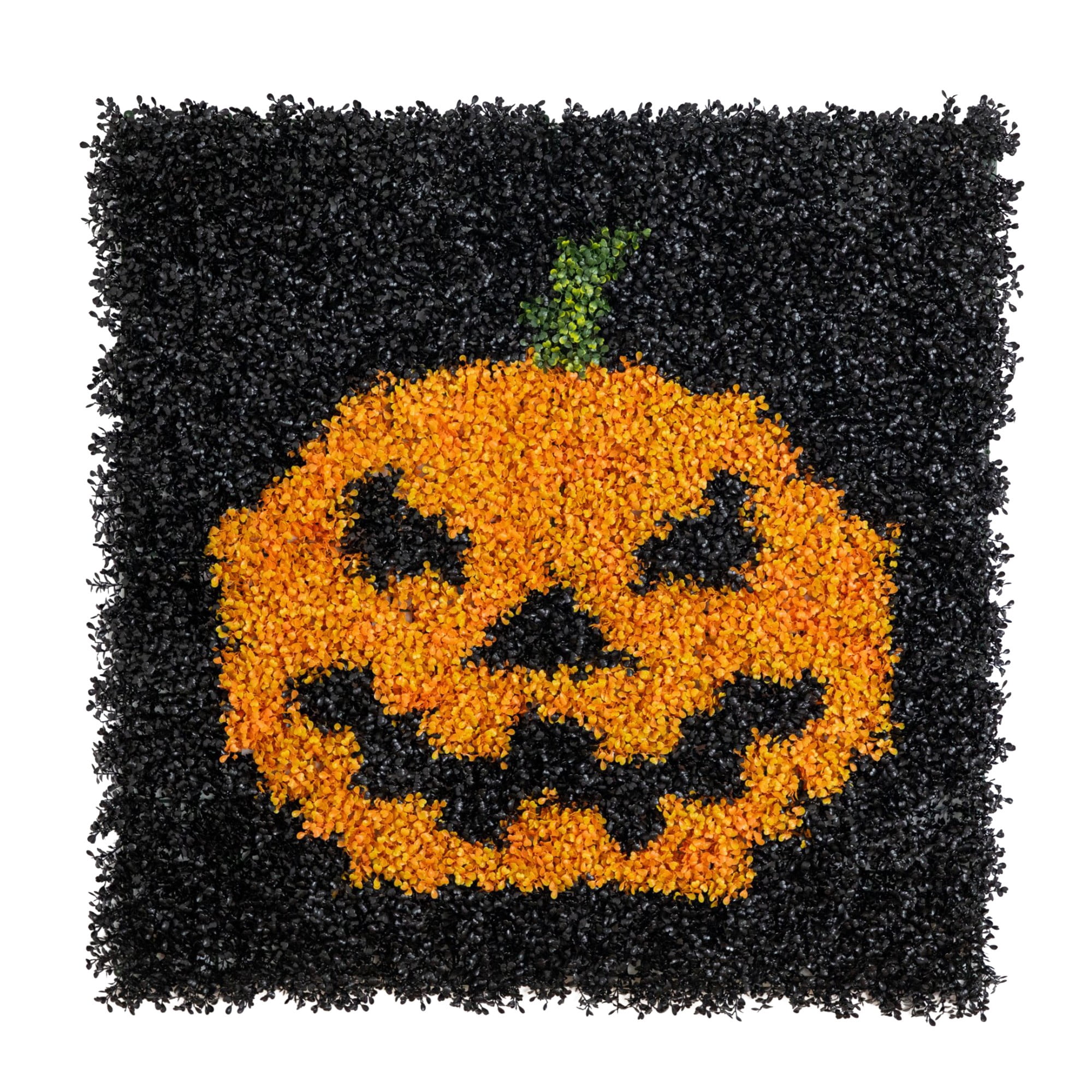 40in. x 40in. UV Resistant Artificial Halloween Boxwood Jack-o'-Lantern Wall Decor Mat (Indoor/Outdoor)