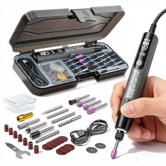 40in1 Electric Grinding Tool Kit - Handheld Mini USB Drill/Polisher/Sander With LCD Display & LED Light, 6-Speed Variable Speed, 16000RPM High-Speed Motor,  For Grinding, Polishing, Drilling