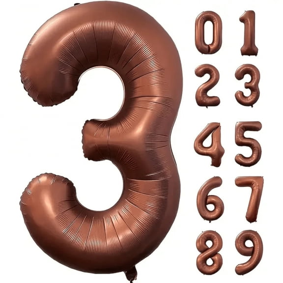 40inch Foil Brown Number Balloon Number Balloon 0-9 Birthday Wedding Party Decoration Supplies Happy Holidays Baby Shower Gifts