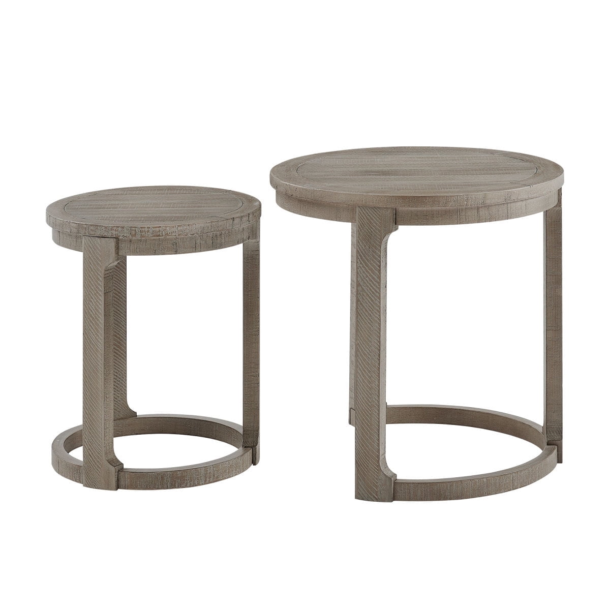 24 Inch 2PCS Curved Round Wooden Coffee Table Set, Mid Century Rustic Style Side & End Table for Living Room Office Apartment