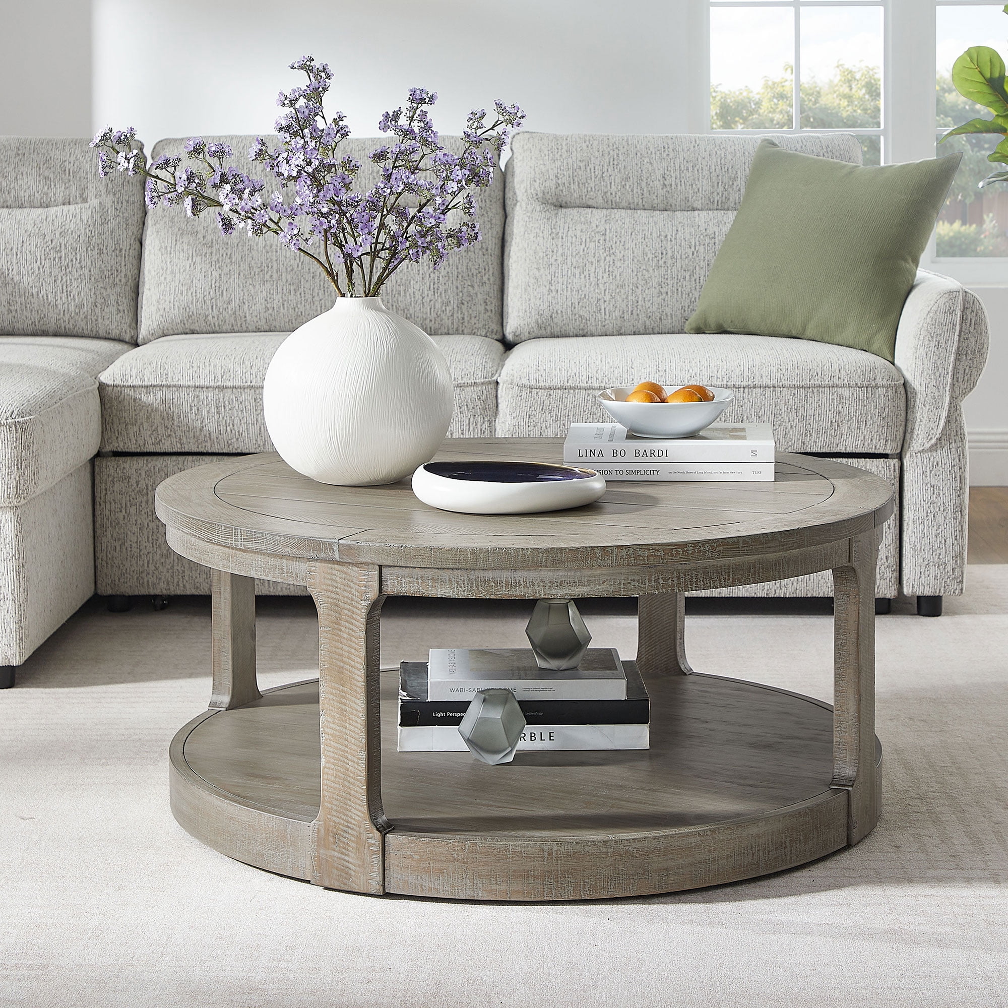 40inch Large Curved 2 Tier Traditional Round Circle Wooden Center ...