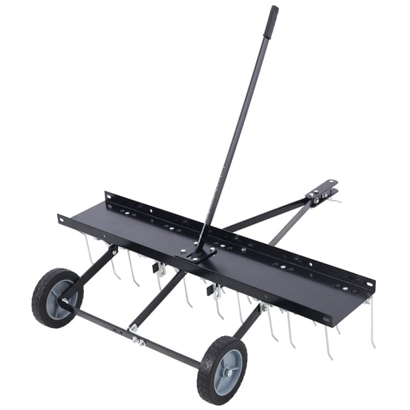 40inch Tow Behind Dethatcher with 20 Heat-Treated Steel Tines, Lawn Sweeper Garden Grass Tractor Rake Removes Thatch from Large Lawns, Riding Lawn Mower Attachments for Outdoor Yard Tools Lawn Care
