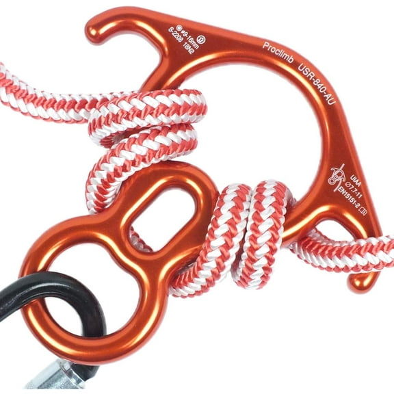 40kN Fall Rescue Big 8 Aluminum Descender with Bent-Ears Rappelling Gear Belay Device (Orange)