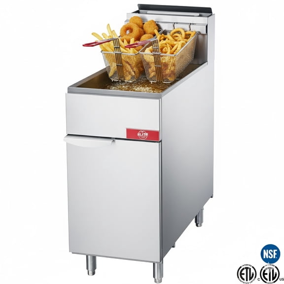 40lb Commercial Propane Deep Fryer  NSF Certified, Heavy-Duty Stainless Steel, 1 PSI Fixed Regulator