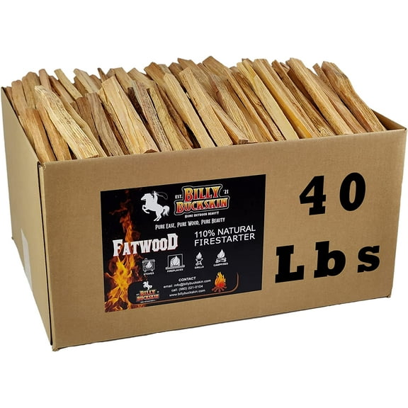 40lb Fatwood Fire Starter Sticks, Fire Starters for Fire Pit,Campfire, Wood Stoves, Fireplaces, Bonfires, Easy Start Fire with Just 2 Sticks in All Weather Conditions by Billy Buckskin (40 Pound Bag)