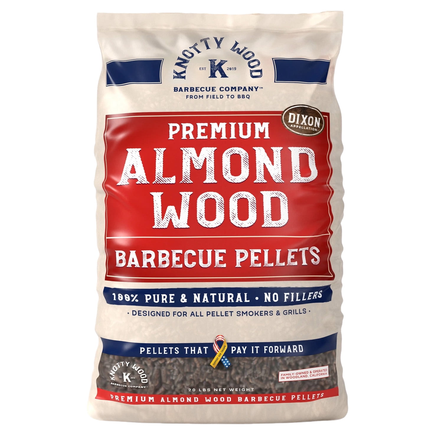 40lbs Almond Wood Cooking Pellets BBQ Smoker Natural Sweet Smoke Knotty Wood