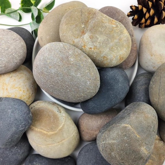 40lbs Natural River Rocks, 3"-4" for Garden and Landscape Design, Hand-Picked Smooth Stones for Fish Tank, Flower Pots, Indoor Water Fountains, Pathways, Backyard