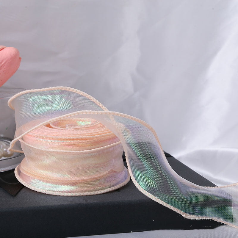 40mm 10Yards Fishtail Organza Ribbon Reflective Iridescent Wavy Edge ...