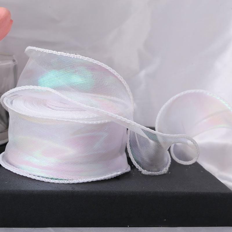 40mm 10Yards Fishtail Organza Ribbon Reflective Iridescent Wavy Edge ...