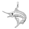 thumbnail image 1 of 40mm 925 Sterling Silver Rhodium Plated Polished Textured Marlin Animal Sealife Fish Pendant Necklace Pendant for Women, 1 of 2