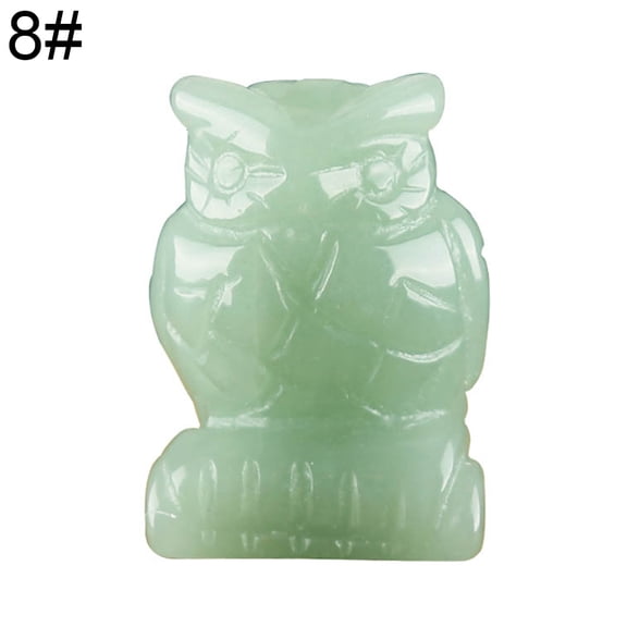 40mm Carved Stone Owl Bird Figurine Gift Craft Ornament Feng Shui Desktop Decor