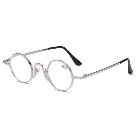40mm Creative Small Round Silver Reading Glasses 2.50 Presbyopic Glasses Steampunk Fashion Retro Metal Readers +2.50 Strength
