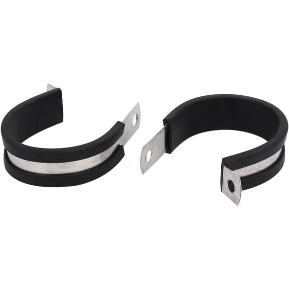 40mm Dia Clamps EPDM Rubber Lined P Clips Cable Hose Pipe Clamps Strap Clamps Holder 2pcs