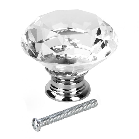 40mm Diamond Crystal Glass Cabinet Knobs Drawer Pull Handles Clear 8 Pack for Home Furniture Kitchen Cupboard