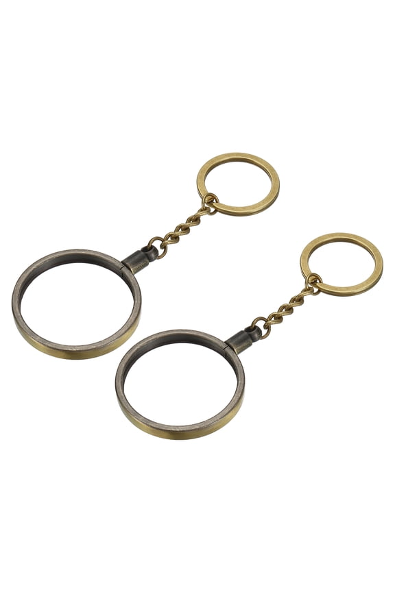 Fit for 1.6 inch Metal Coin Holder Keychain 2 Pcs Round Coin Case with Key Ring Medallion Holder Bronze